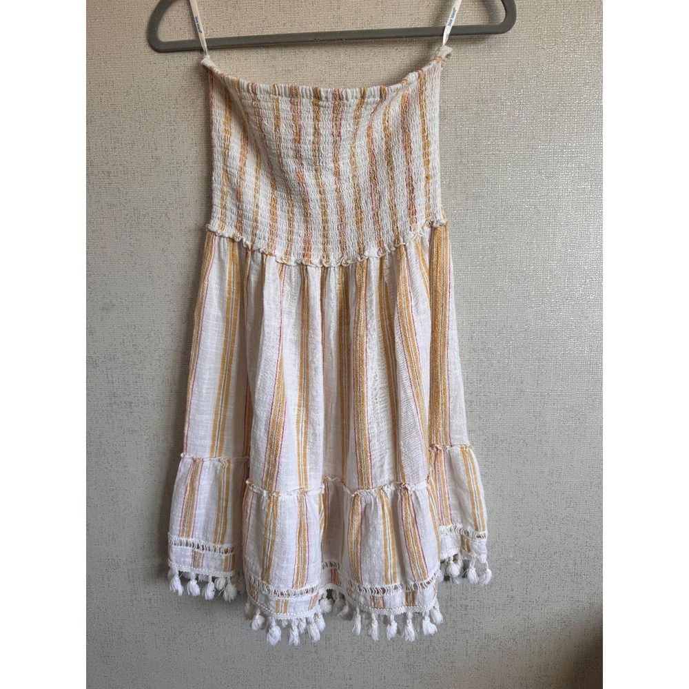 Blue Island Strapless dress with tassels size Large